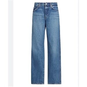 Reformation Val 90s Mid Rise Straight Leg Jeans Blue 28 Distressed Hem